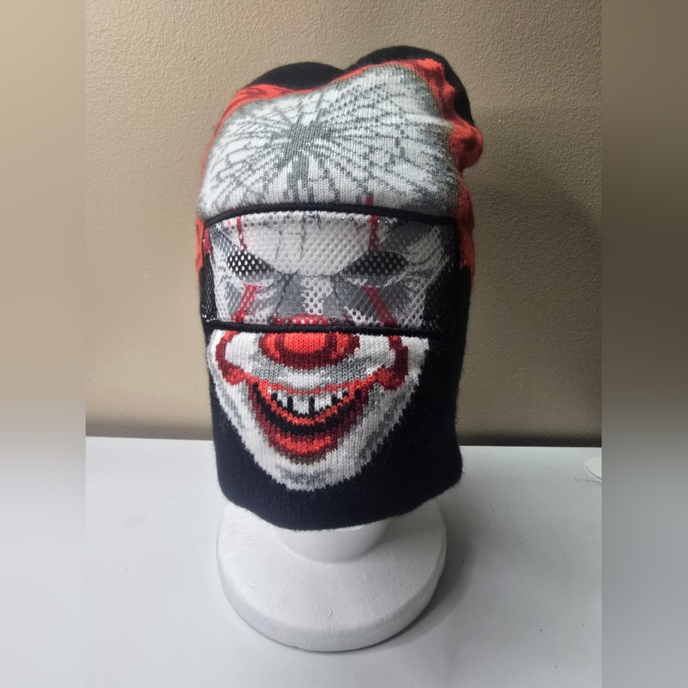 NWOT IT Clown Face Knit Mask - Red and Black